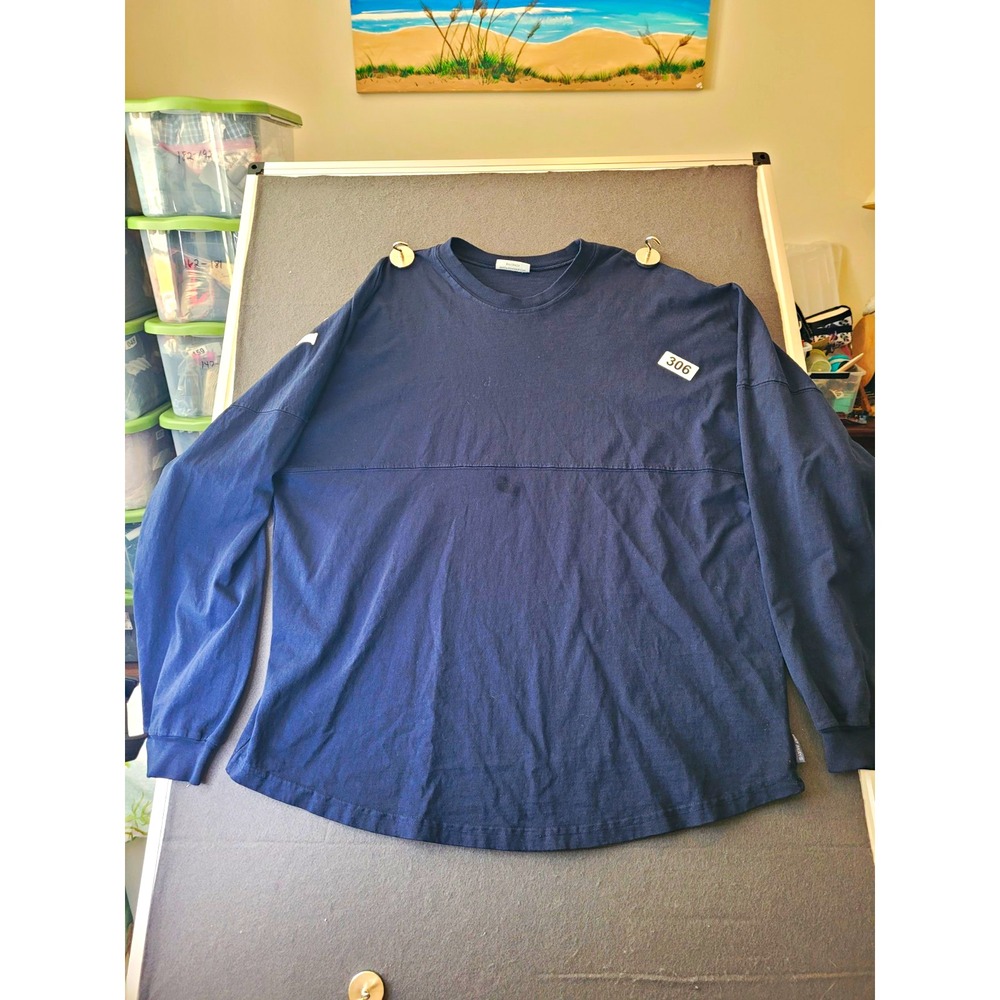 Spirit Harbor Fish Graphic Print Crew Neck Long Sleeve Cotton T-Shirt XL Blue
